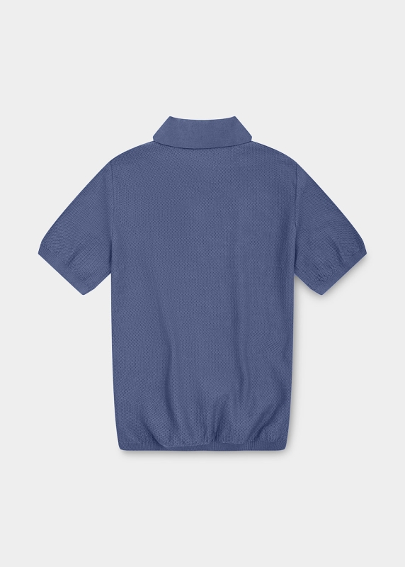 Poloshirt "Edelweiß Strick" - blaugrau